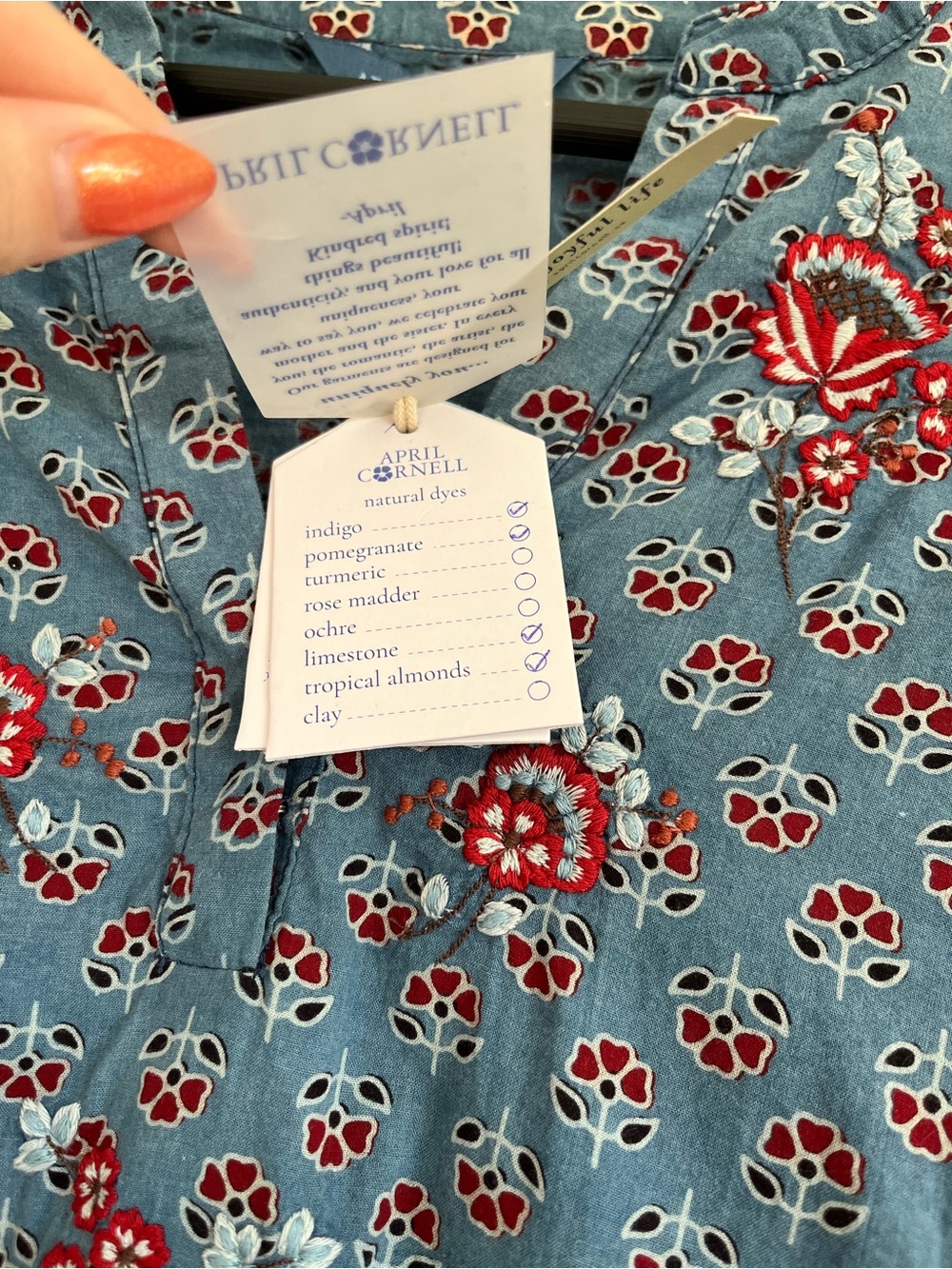 April Cornell Ancient Palace Tunic Dress Sunwashed Indigo - Picture 5 of 5